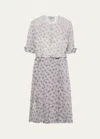 Prada Floral Fit-flare Belted Midi Dress In F0010 Giallo