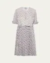 Prada Floral Fit-flare Belted Midi Dress In Giallo