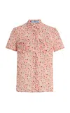 Prada Floral Georgette Shirt In Animal Print