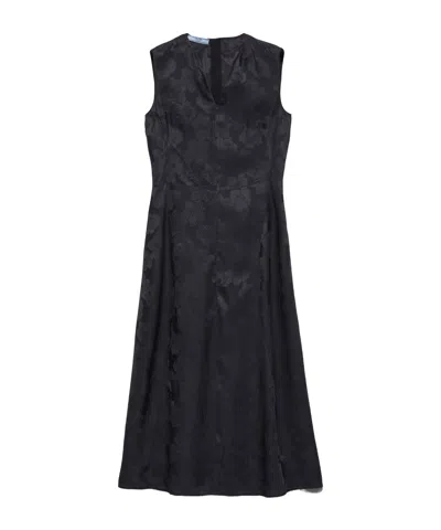 Prada Floral Jacquard Dress In Black
