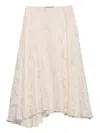 Prada Floral Jacquard Midi Asymmetric Skirt In Neutral