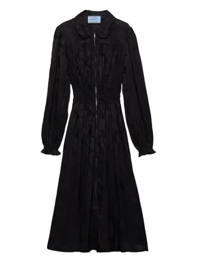 Prada Floral Jacquard Midi Dress In Black