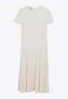 Prada Ivory Dress In Damask Silk Blend Women In White
