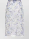 Prada Peony Print Nylonette Skirt Clothing In Blue