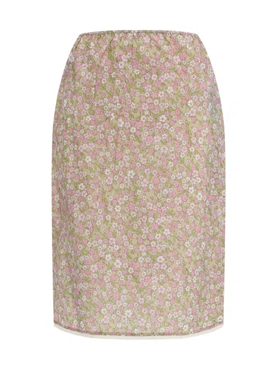 Prada Floral Midi Skirt In Multi