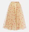 Prada Poppy Print Nylonette Skirt Clothing In Red