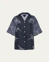 Prada Embroidered Organza Shirt In Blue