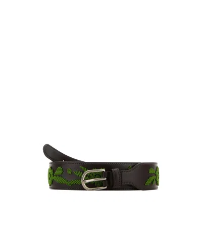 Prada Floral Pattern Belt In Brown