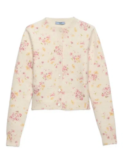 PRADA FLORAL-PATTERN CARDIGAN