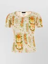 Prada Floral Pattern Cotton T-shirt In Multi