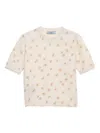 Prada Floral-pattern Wool T-shirt In Neutral
