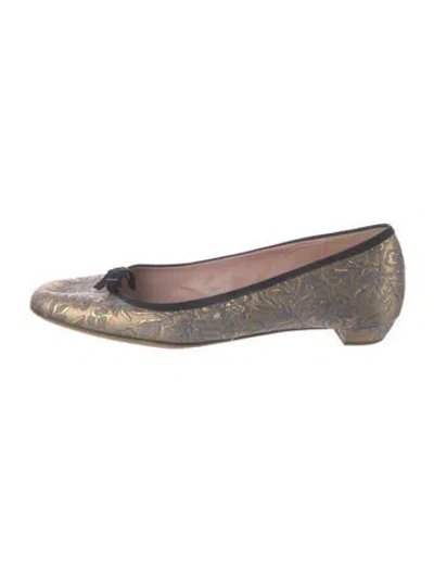Pre-owned Prada Floral Print Ballet Flats In Neutral