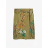 Prada Printed Silk Twill Skirt In Green
