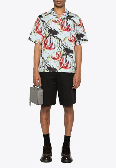 Prada Floral Print Buttoned Shirt In Multi