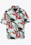 Prada Floral Print Buttoned Shirt In Multicolor