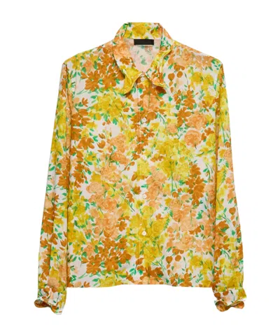 Prada Floral-print Cotton Shirt In Coral