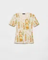 Prada Floral-pattern Crew-neck T-shirt In Orange