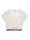 Prada Womens White Floral-print Cropped Silk-blend Top