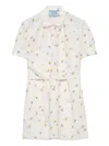 Prada Primula Poplin Belted Mini Shirtdress In White