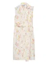 Prada Bouquet-print Sleeveless Poplin Dress In Animal Print