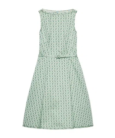 Prada Floral-print Duchess Dress In Transparent