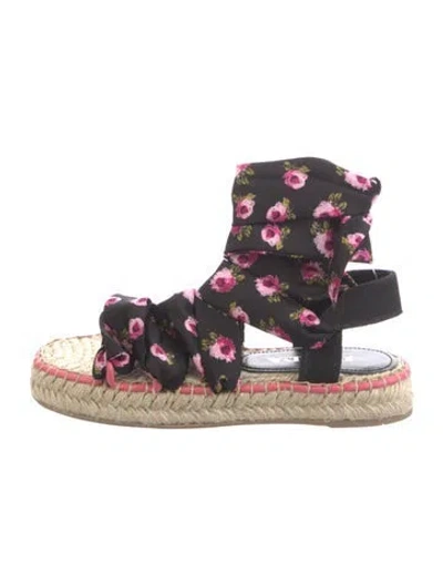 Pre-owned Prada Floral Print Espadrilles In Black