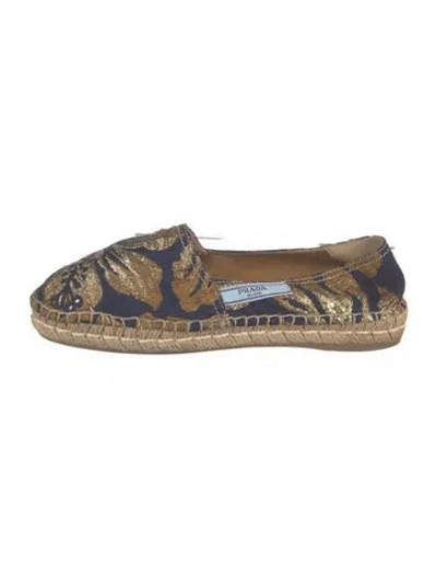 Pre-owned Prada Floral Print Espadrilles In Blue