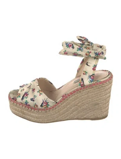Pre-owned Prada Floral Print Espadrilles In Neutral
