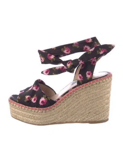 Pre-owned Prada Floral Print Espadrilles In Purple