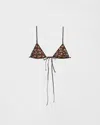 Prada Floral Print Georgette Bra In Multi