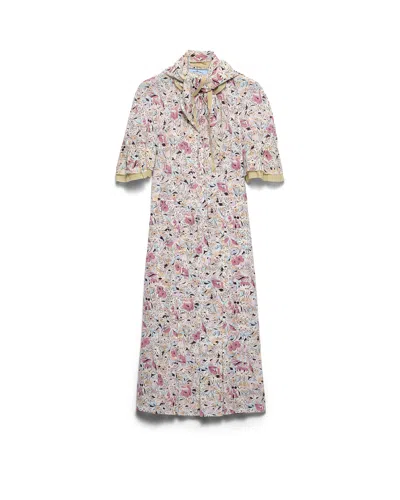 PRADA KLEID AUS GEORGETTE MIT BLUMENMUSTER