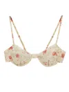 Prada Floral Print Lace-trimmed Bra In Red