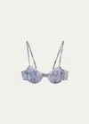 Prada Womens Light Blue Peony-print Fitted Nylonette Bra In F0013 Azzurro