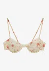 Prada Floral Print Lace-trimmed Bra In Multicolor