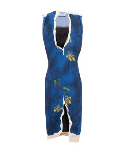 PRADA PAPER-BASED PRINTED TECHNICAL FABRIC DRESS