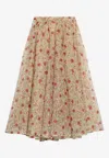 Prada Printed Midi Skirt With Built-in Underskirt In Red