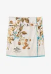 Prada Floral-print Archive-logo Silk-twill Mini Skirt In Beige