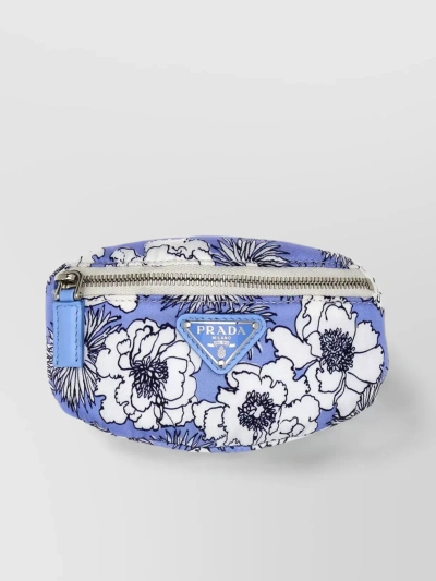 Prada Floral Print Nylon Belt Bag In White