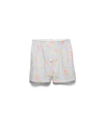 Prada Shorts Aus Altem Leinen Mit Blumenmuster In Blue