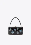 Prada Floral-printed Patent Leather Clutch In Black