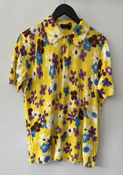 Pre-owned Prada Floral Print Polo Shirt In Yellow