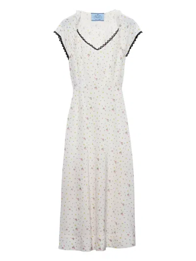 Prada Kleid Mit Blumen-print