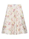 Prada Womens Pink Floral-print Quilted Satin Circle Midi Skirt In Neutral