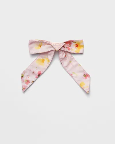 Prada Floral Print Re-nylon Hair Clip In Multi