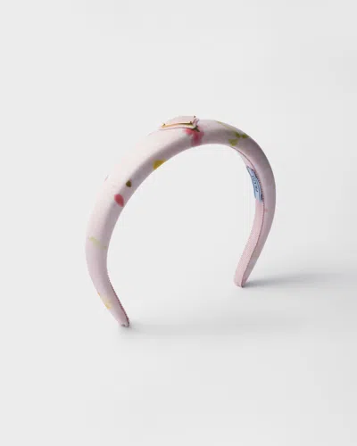 Prada Floral Print Re-nylon Headband In Black