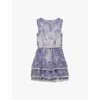 Prada Floral-print Chiffon Minidress In Light Blue