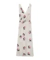 Prada Waist Belted Sleeveless V-neck Floral Backless In Nude