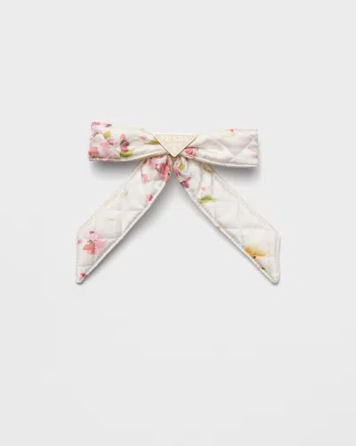 PRADA FLORAL-PRINT SATIN HAIR CLIP
