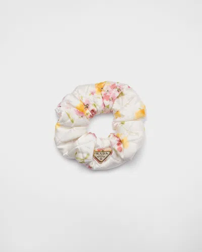 PRADA FLORAL-PRINT SATIN SCRUNCHIE