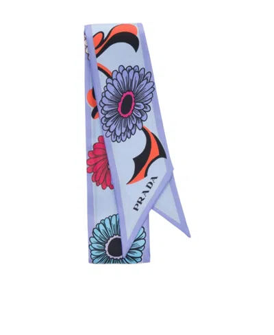 Prada Flower-print Silk Scarf In White